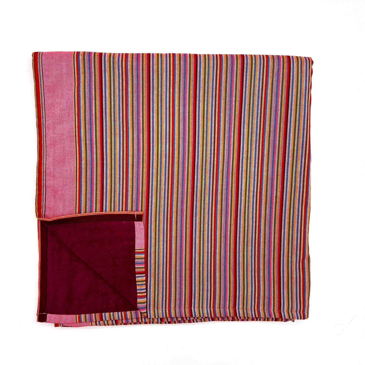 Extra Lang! Kikoi Handtuch Baumwolle Red Small Stripe Lilac Frottee