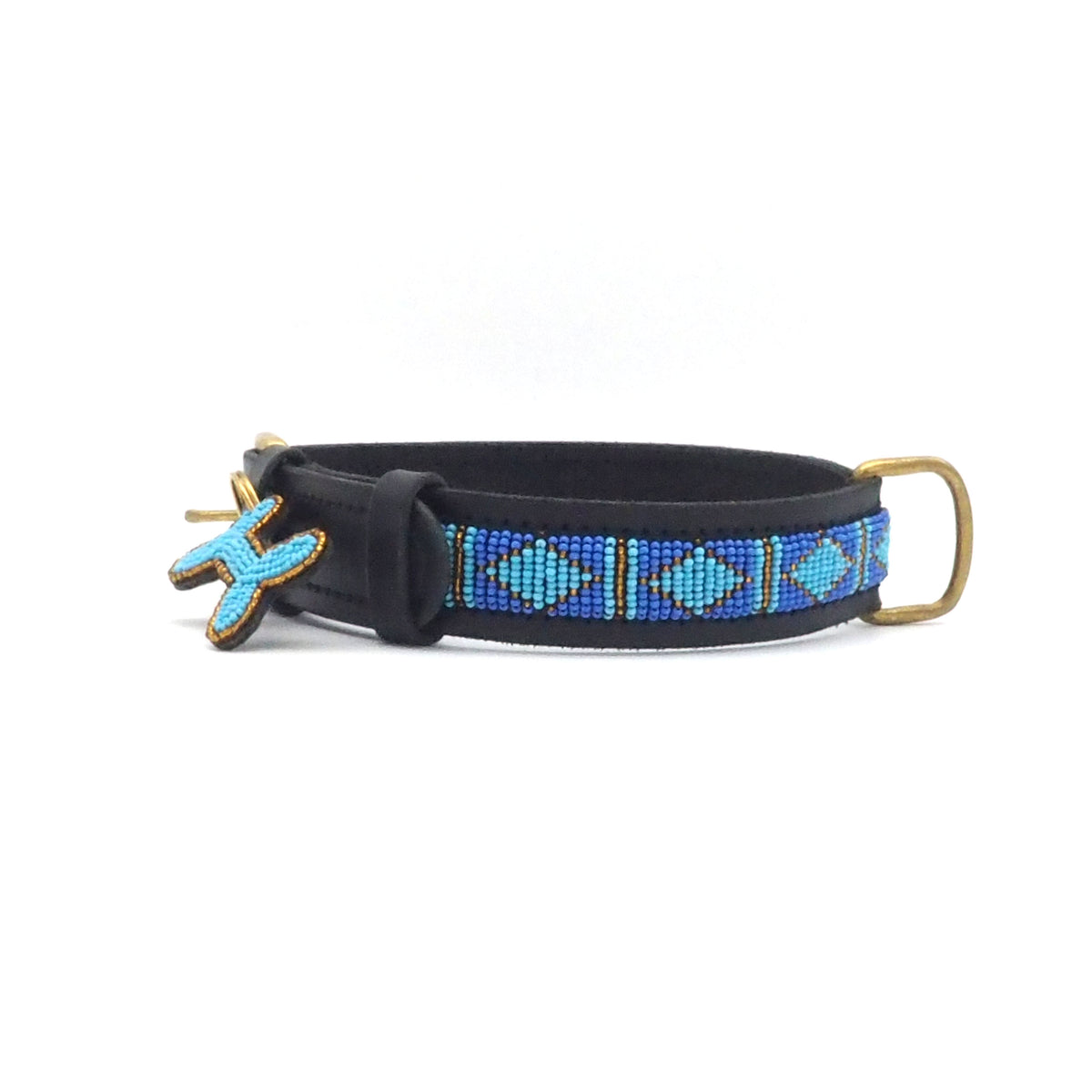 Hunde Halsband Leder Black Rafiki Blue Classic