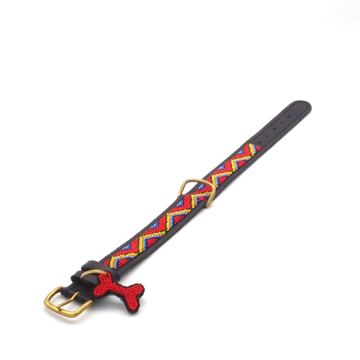 Hunde Halsband Leder Black Maasai Red Classic