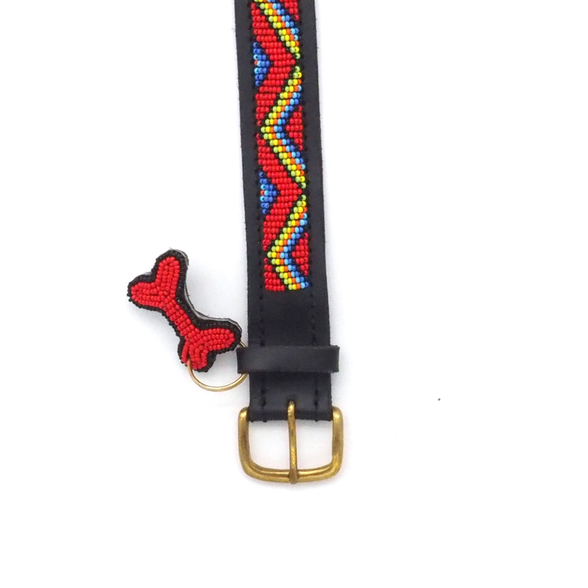 Hunde Halsband Leder Black Maasai Red Classic