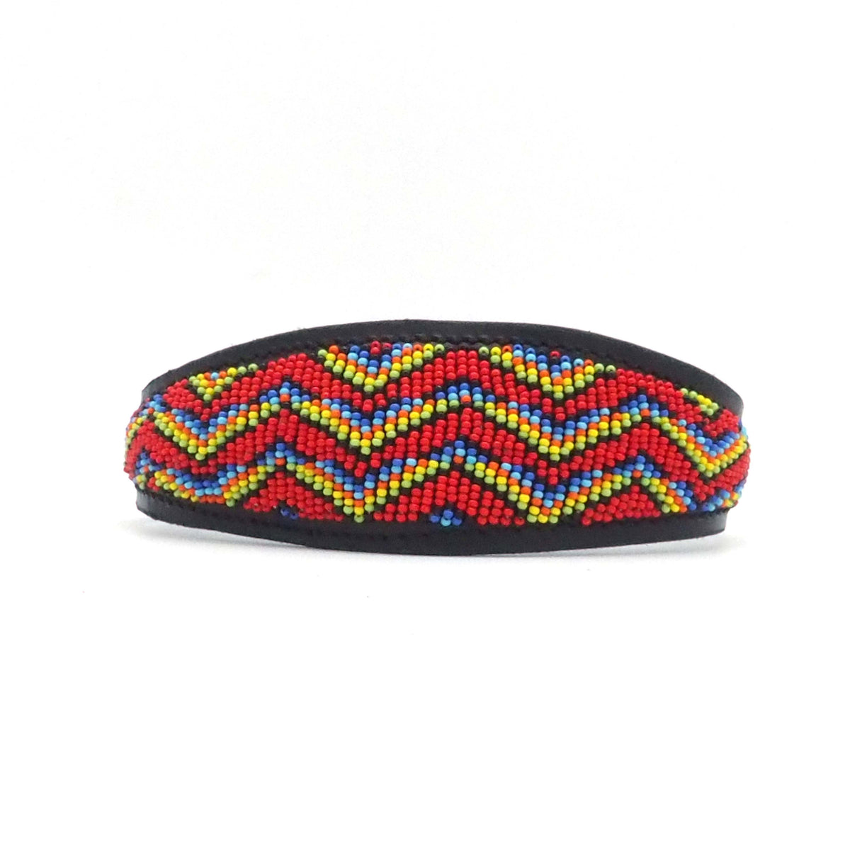 Hunde Halsband Leder Black Maasai Red Greyhound