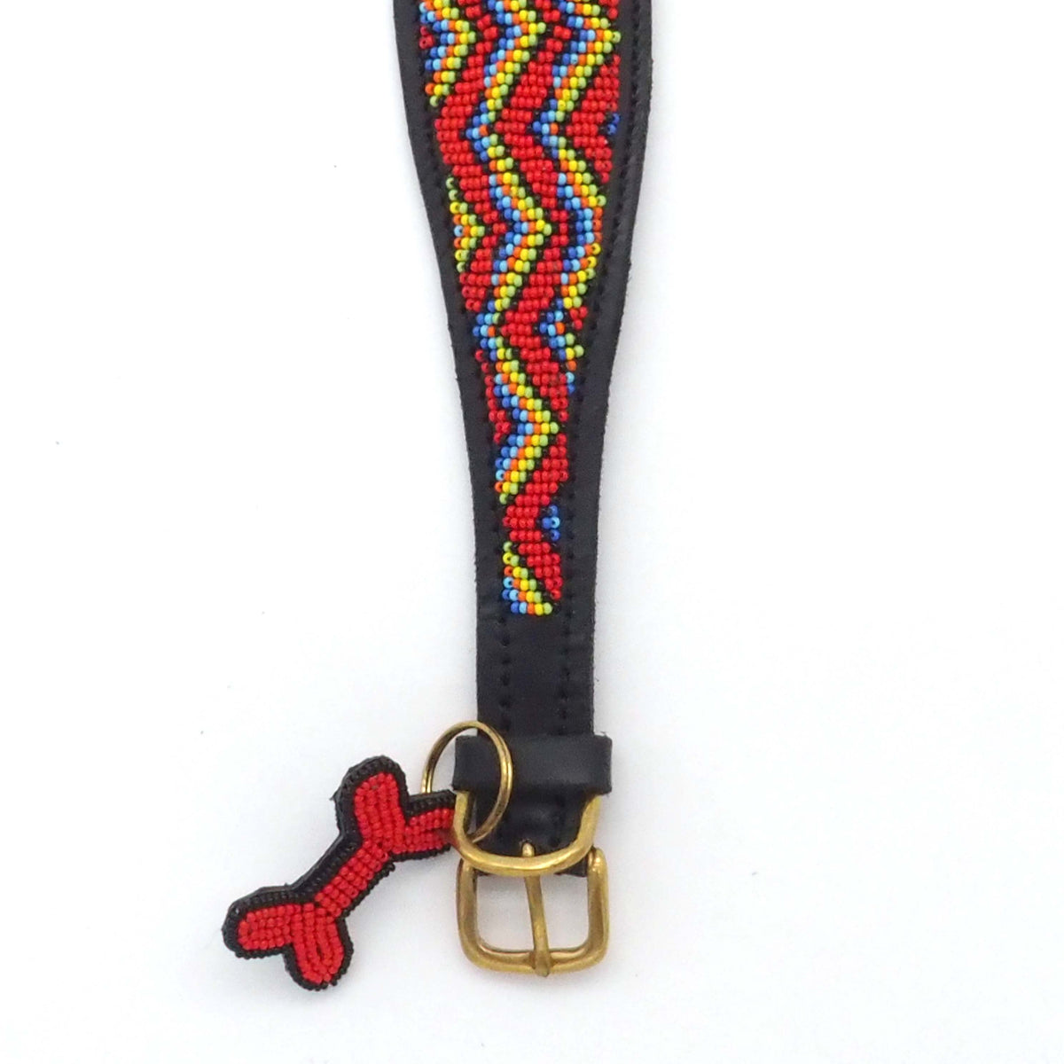 Hunde Halsband Leder Black Maasai Red Greyhound